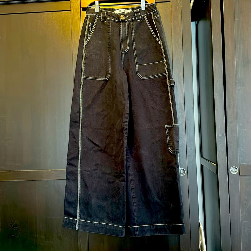 High Waist Black Wide-Leg Jeans size 26
